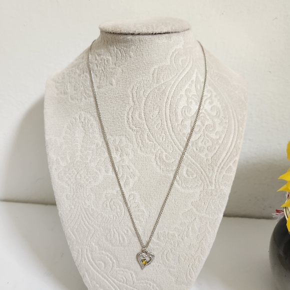 Sterling Silver Hear with Crystal Necklace - Picture 3 of 14